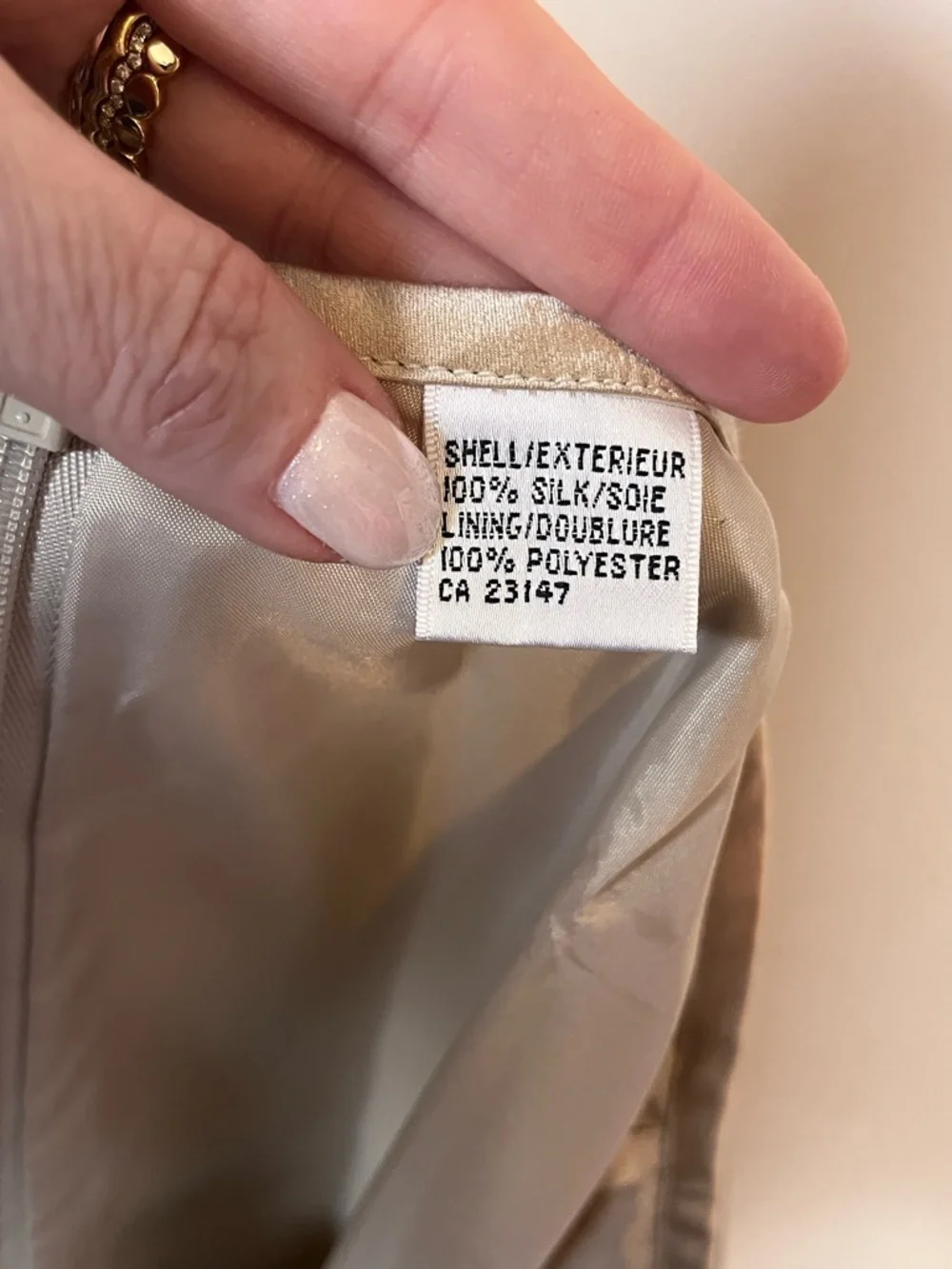 TALBOTS Vintage Silk Straight Leg Pants Lined Trousers Champagne Tan Size 8P - Picture 8 of 9